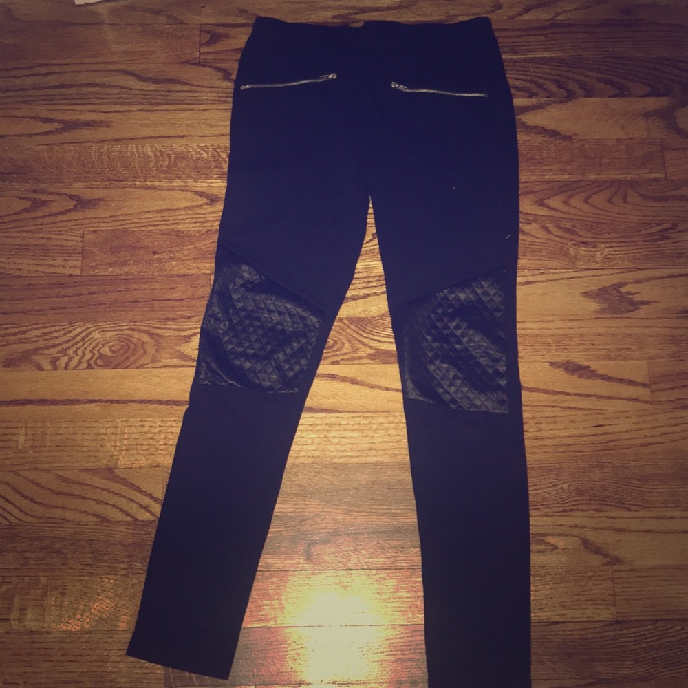 Leather kneed leggings